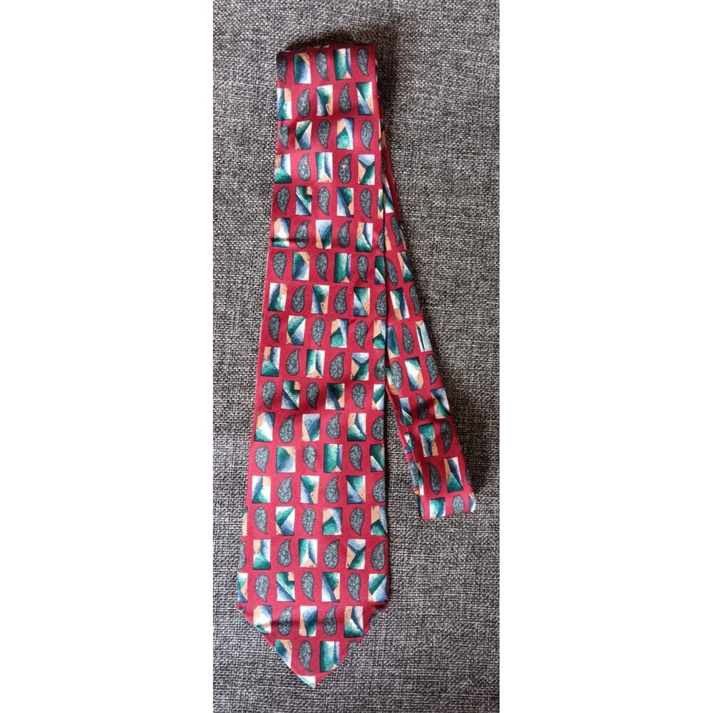 Tie 70s 80s 90s Y2K Mens Woodward Silk Red 3.75 Wide 57 Long